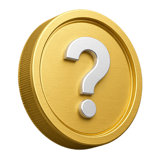 Decorative 3D gold coin marked with a question mark, featured on the FAQ page